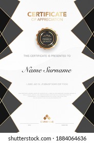 diploma certificate template black and gold color with luxury and modern style vector image, award suitable for appreciation. Vector illustration eps10