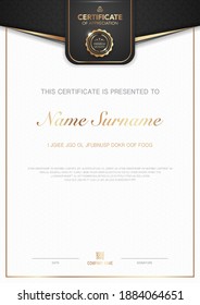 diploma certificate template black and gold color with luxury and modern style vector image, award suitable for appreciation. Vector illustration eps10