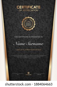 diploma certificate template black and gold color with luxury and modern style vector image, award suitable for appreciation. Vector illustration eps10