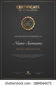diploma certificate template black and gold color with luxury and modern style vector image, award suitable for appreciation. Vector illustration eps10