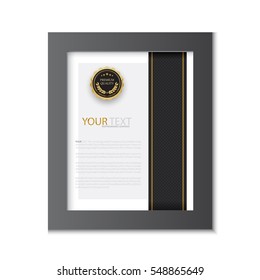 diploma certificate template Black and Gold color in photo frames, vector Illustration