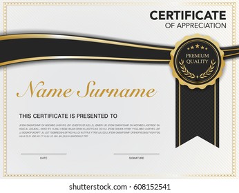 diploma certificate template black and gold color with luxury and modern style vector image.