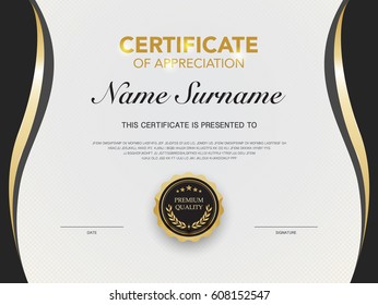 diploma certificate template black and gold color with luxury and modern style vector image.