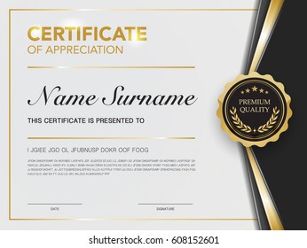 diploma certificate template black and gold color with luxury and modern style vector image.