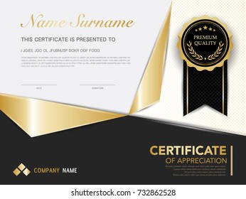 diploma certificate template black and gold color with luxury and modern style vector image.