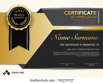 diploma certificate template black and gold color with luxury and modern style vector image.