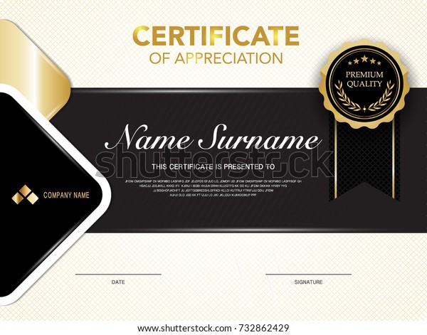 Diploma Certificate Template Black And Gold Color With Luxury And Modern Style Vector Image