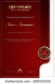 diploma certificate template blue and gold color with luxury and modern style vector image, suitable for appreciation.  Vector illustration