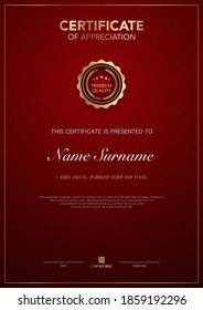 diploma certificate template blue and gold color with luxury and modern style vector image, suitable for appreciation.  Vector illustration