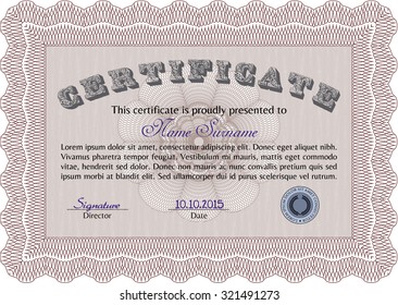 Diploma or certificate template. Complex background. Customizable, Easy to edit and change colors.Superior design. 