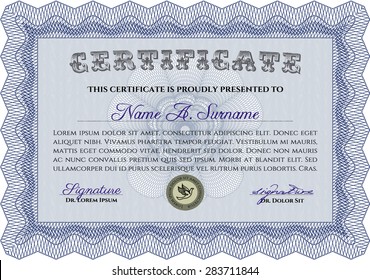 Diploma or certificate template. Customizable, Easy to edit and change colors.With linear background. Beauty design. 