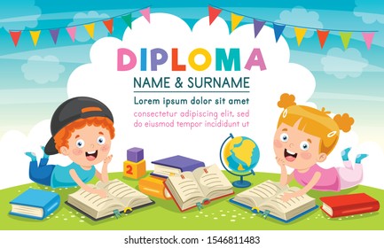 Diploma Certificate Template Design For Children Education