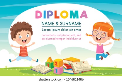 Diploma Certificate Template Design For Children Education