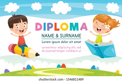 Diploma Certificate Template Design For Children Education