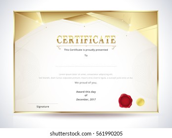 Diploma certificate template design with internation print scale, A4, A5. vector illustration.