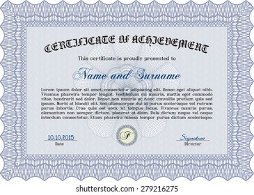 Diploma or certificate template. Easy to print. Artistry design. Frame certificate template Vector.