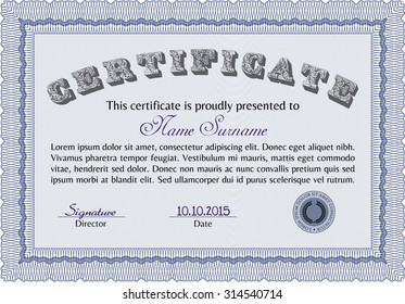 Diploma or certificate template. Easy to print. Diploma of completion.Superior design. 
