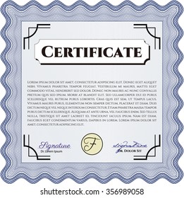 Diploma or certificate template. Easy to print. Border, frame.Good design. 