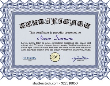 Diploma or certificate template. Excellent design. Vector pattern that is used in currency and diplomas.Printer friendly. 