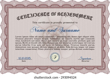 Diploma or certificate template. With great quality guilloche pattern. Vector pattern that is used in money and certificate.Lovely design. 