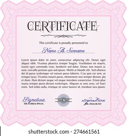 Diploma or certificate template. With guilloche pattern and background. Beauty design. Vector pattern that is used in money and certificate.