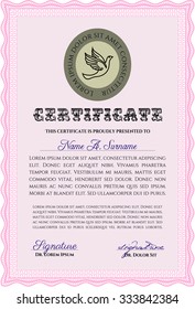 Diploma or certificate template. With guilloche pattern and background. Money style.Excellent design. 