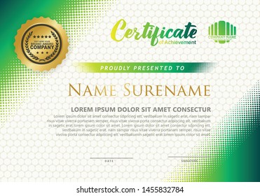 diploma certificate template with halftone style and modern pattern background