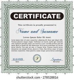 Diploma or certificate template. With linear background. Diploma of completion.Cordial design. 