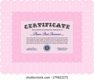 Diploma or certificate template. With linear background. Diploma of completion.Cordial design. 