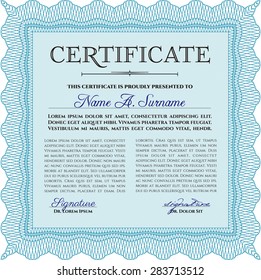 Diploma or certificate template. With linear background. Diploma of completion.Cordial design. 