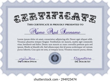 Diploma or certificate template. With linear background. Vector pattern that is used in money and certificate.Complex design. 