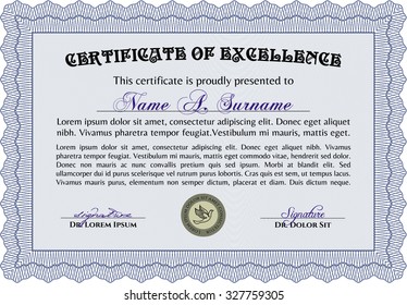 Diploma or certificate template. With linear background. Vector pattern that is used in money and certificate.Complex design. 