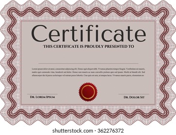 Diploma or certificate template. With linear background. Cordial design. Money style.
