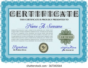 Diploma or certificate template. Modern design. Vector pattern that is used in money and certificate.With great quality guilloche pattern. 