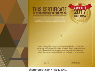 Diploma Certificate Template With Modern Pattern Vector Illustration