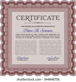 Diploma or certificate template. Money style.Complex background. Excellent design. 