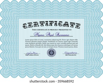 Diploma o plantilla de certificado. Buen diseño. Con fondo lineal. Ilustración vectorial.
