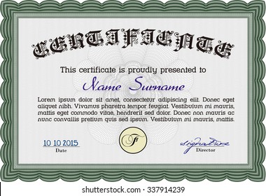 Diploma or certificate template. Printer friendly. Superior design. Vector pattern that is used in currency and diplomas.