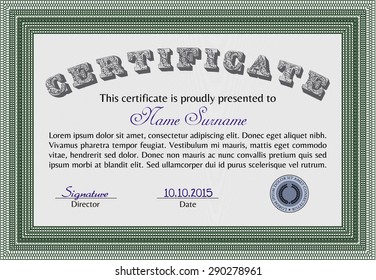 Diploma or certificate template. With quality background. Vector certificate template.Lovely design. 