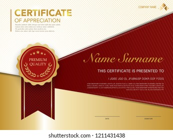 diploma certificate template red and gold color with luxury and modern style vector image.