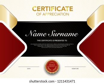 diploma certificate template red and gold color with luxury and modern style vector image.
