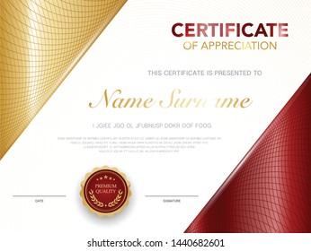 diploma certificate template red and gold color with luxury and modern style vector image.