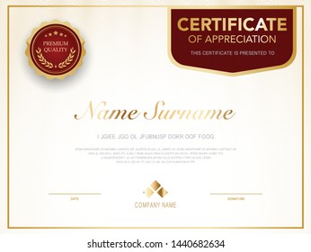 diploma certificate template red and gold color with luxury and modern style vector image.