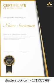 diploma certificate template red and gold color with luxury and modern style vector image, suitable for appreciation.  Vector illustration.