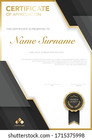 diploma de certificado plantilla de color rojo y dorado con imagen vectorial de lujo y estilo moderno, adecuado para la apreciación. Ilustración vectorial.