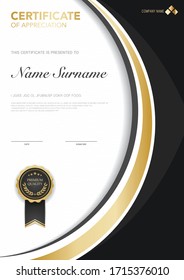 diploma certificate template red and gold color with luxury and modern style vector image, suitable for appreciation.  Vector illustration.