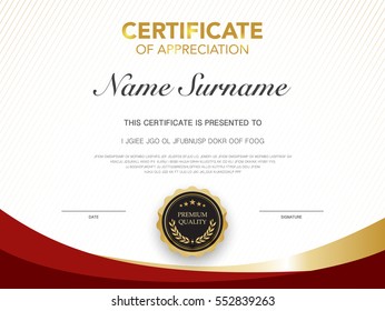 diploma certificate template red and gold color with luxury and modern style vector image.