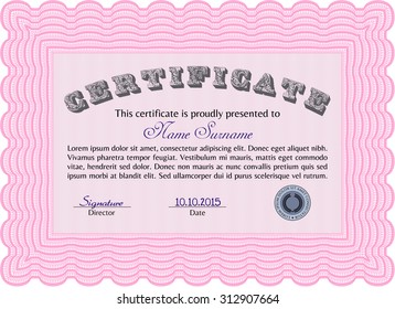 Diploma or certificate template. Retro design. Border, frame.Printer friendly. 