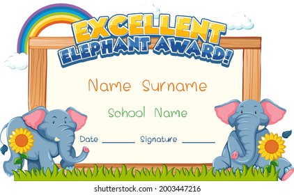 Diploma or certificate template for school kids illustration