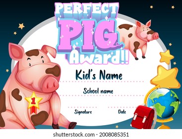 Diploma or certificate template for school kids illustration